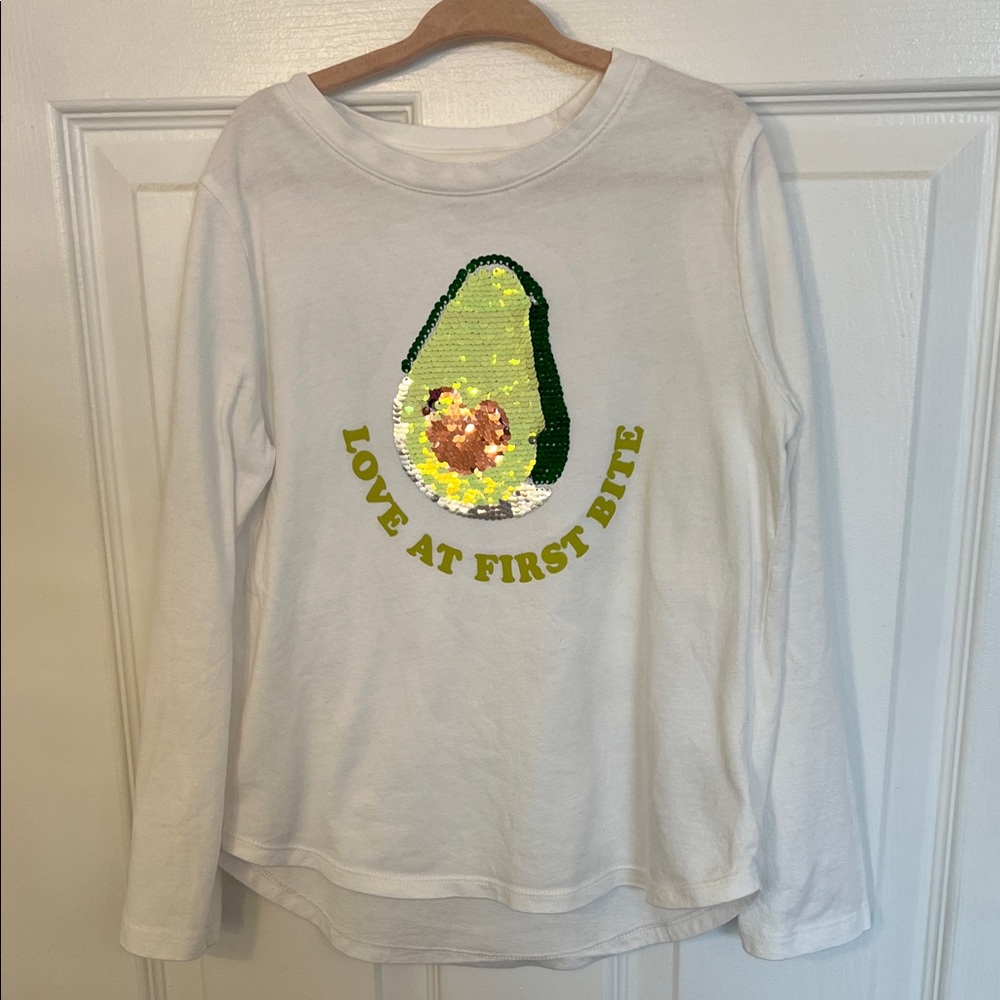 GAP Avocado “Love at First Bite” Flip Sequin Kids Shirt - White